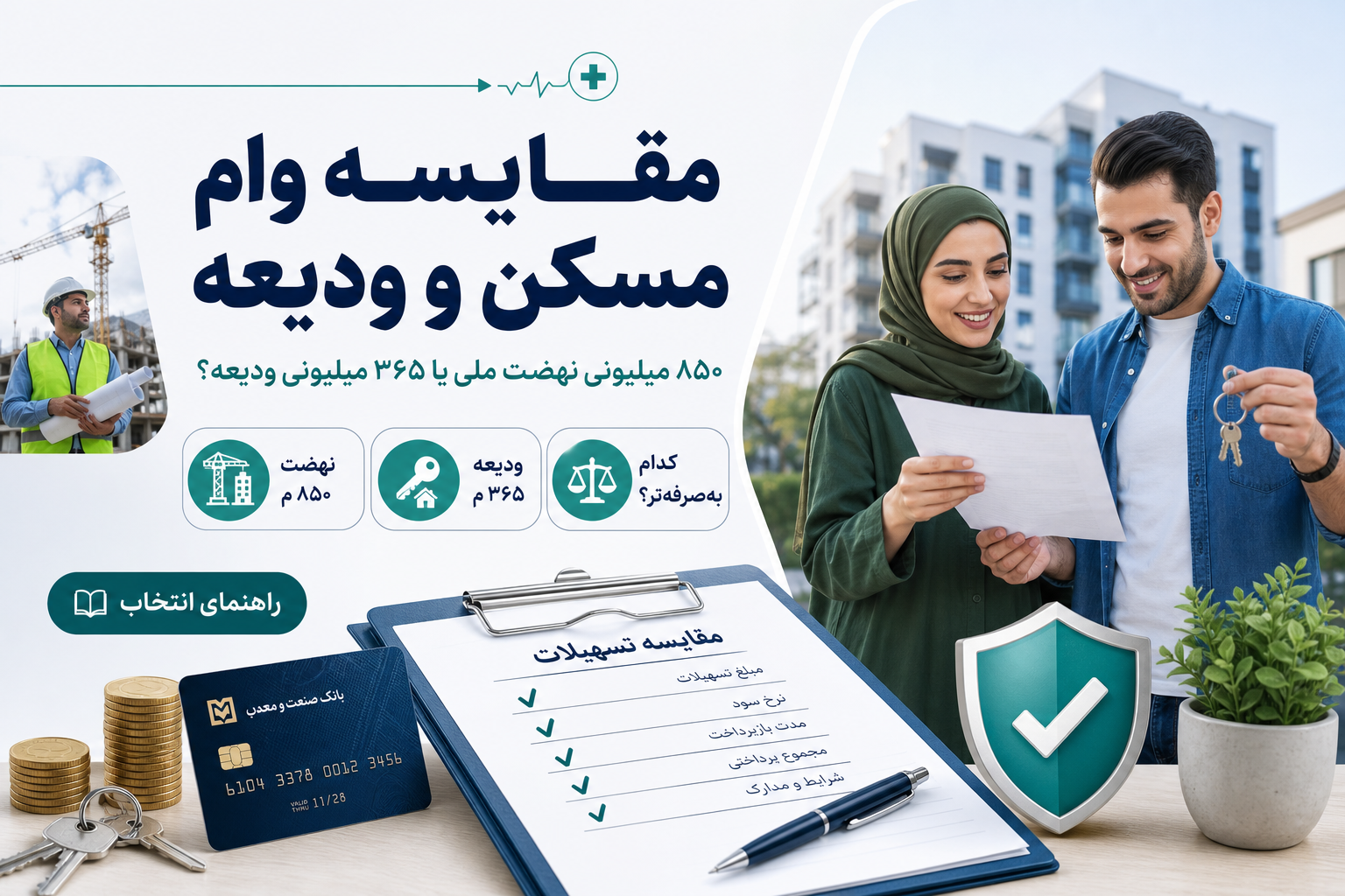 مقایسه وام مسکن ۱۴۰۵؛ نهضت ۸۵۰ vs ودیعه ۳۶۵ vs قرض‌الحسنه ۴۰۰