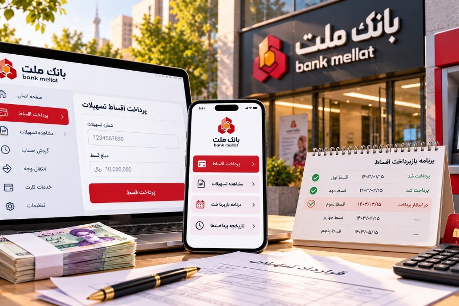 بازپرداخت اقساط تسهیلات متمرکز بانک ملت | بستام و کارت مجازی