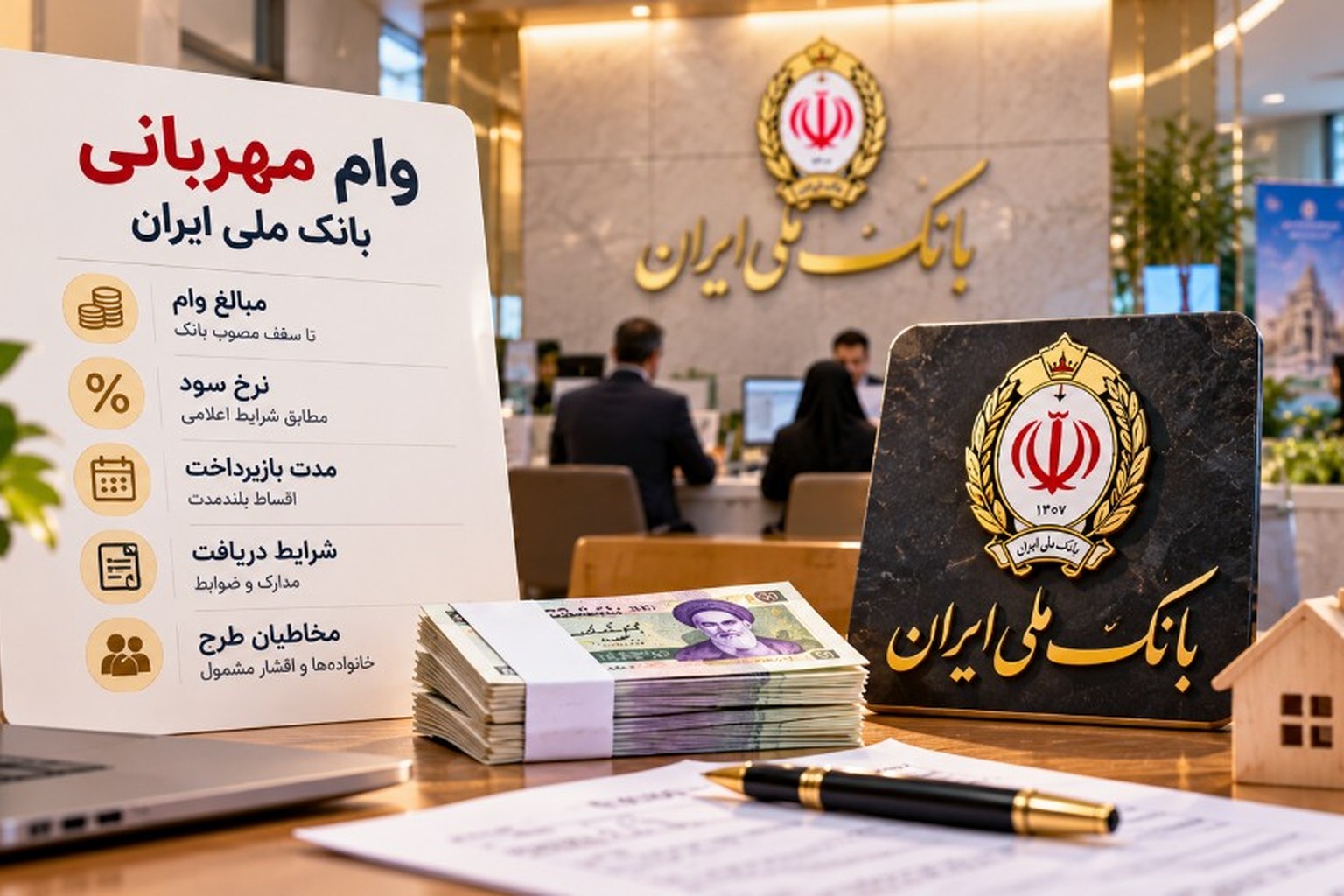 وام مهربانی بانک ملی | سقف ۳۰۰ میلیون تومان، بام و اقساط