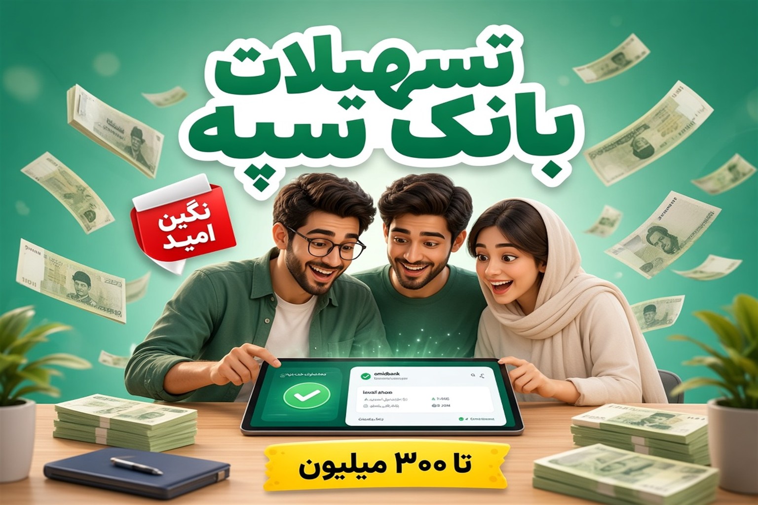 تسهیلات بانک سپه ۱۴۰۵ | نگین امید تا ۳۰۰ میلیون تومان و نگین زرین