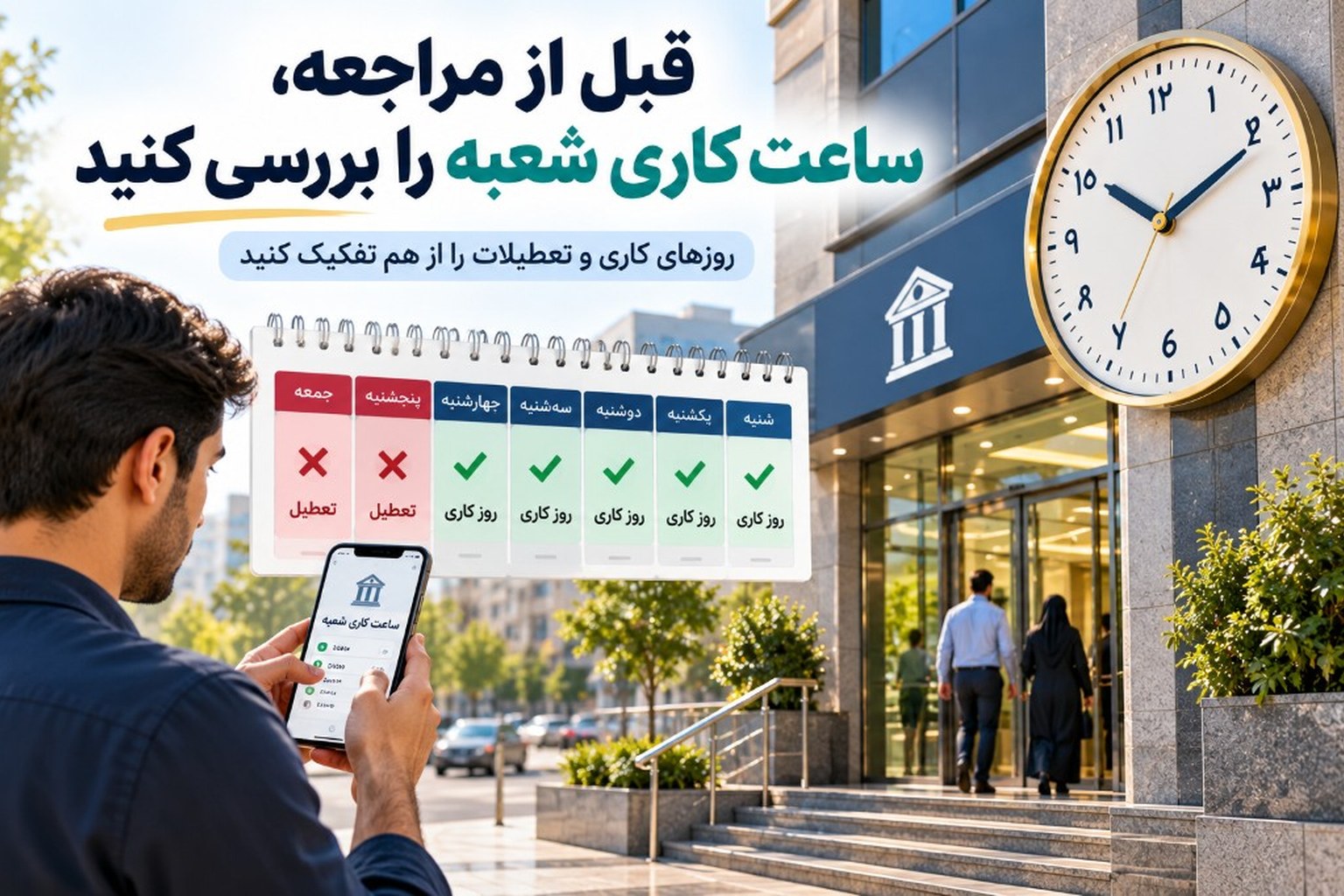 قبل از مراجعه ساعت کاری شعبه را بررسی کنید؛ تفکیک روز کاری و تعطیل بانک‌ها