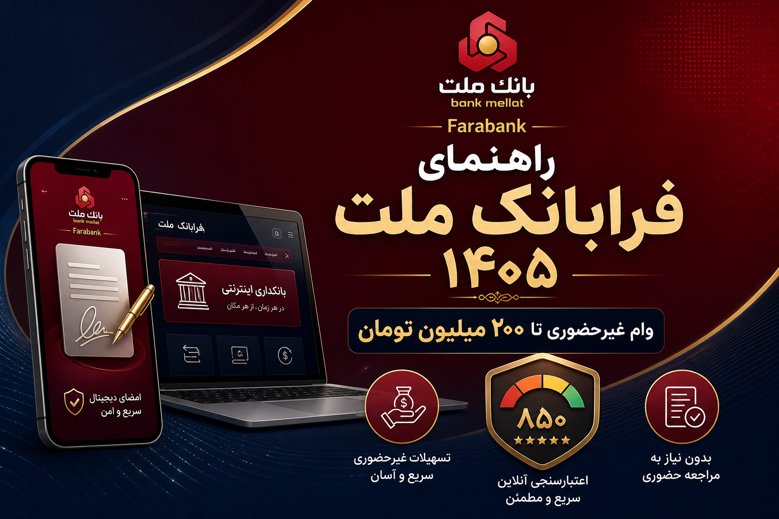 راهنمای کامل فرابانک ملت ۱۴۰۵ | وام غیرحضوری تا ۲۰۰ میلیون