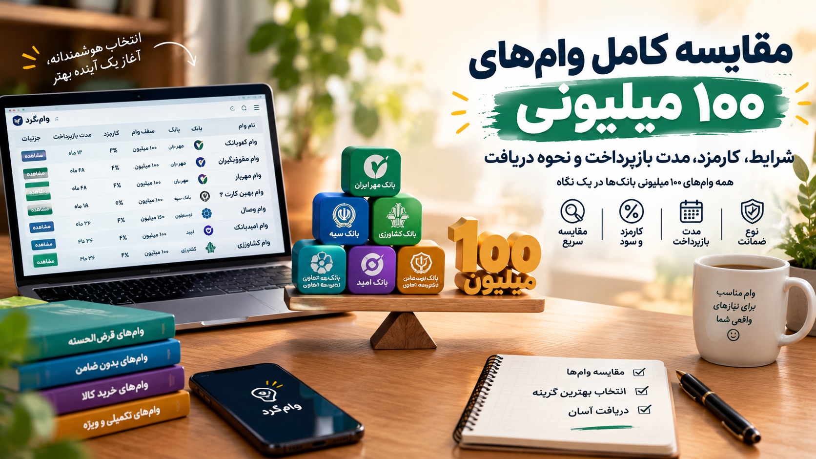 وام ۱۰۰ میلیونی و بیشتر در سال ۱۴۰۵؛ معرفی و مقایسه بهترین وام‌های ۱۰۰ تا ۱۵۰ میلیون