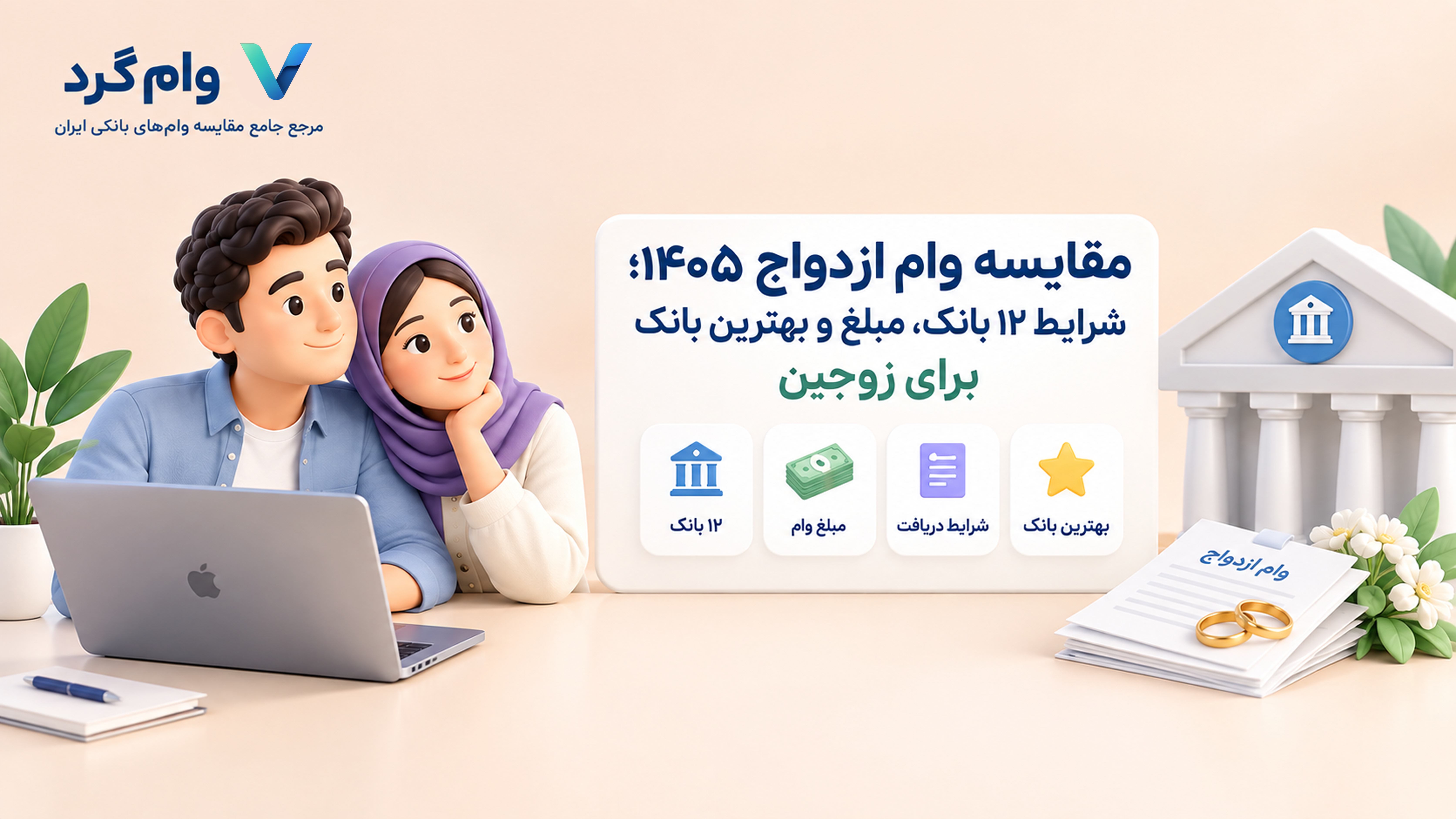 مقایسه وام ازدواج ۱۴۰۵؛ شرایط ۱۲ بانک، مبلغ و بهترین بانک برای زوجین