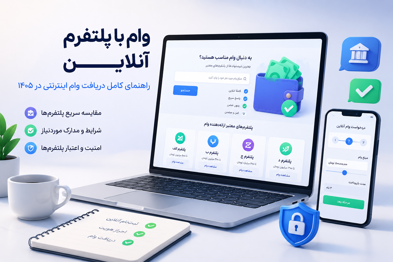 وام آنلاین ۱۴۰۵ | مقایسه بهترین اپلیکیشن‌ها و پلتفرم‌های وام